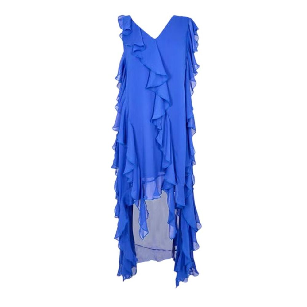 Biba Womens/Ladies Ruffles Sleeveless Maxi Dress / Blue